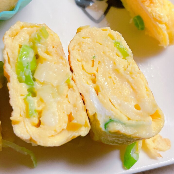 お弁当¦卵1個¦おつまみ¦ねぎチー¦玉子焼き